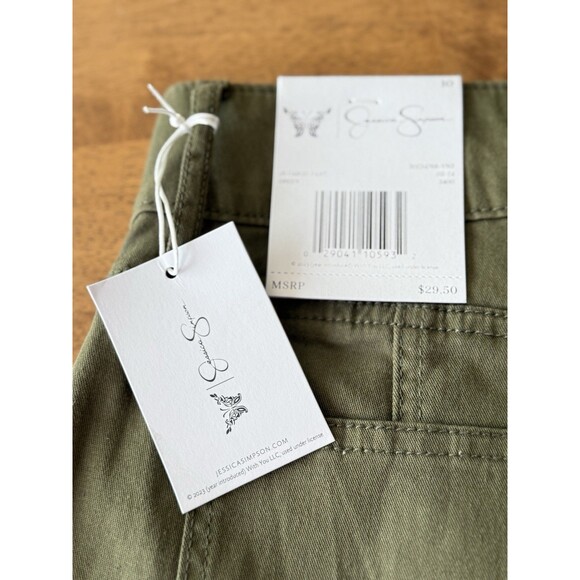 Jessica Simpson Pants Women 10 Green Flat Front Cargo Pant NWT Adjustable Hem - Picture 3 of 11